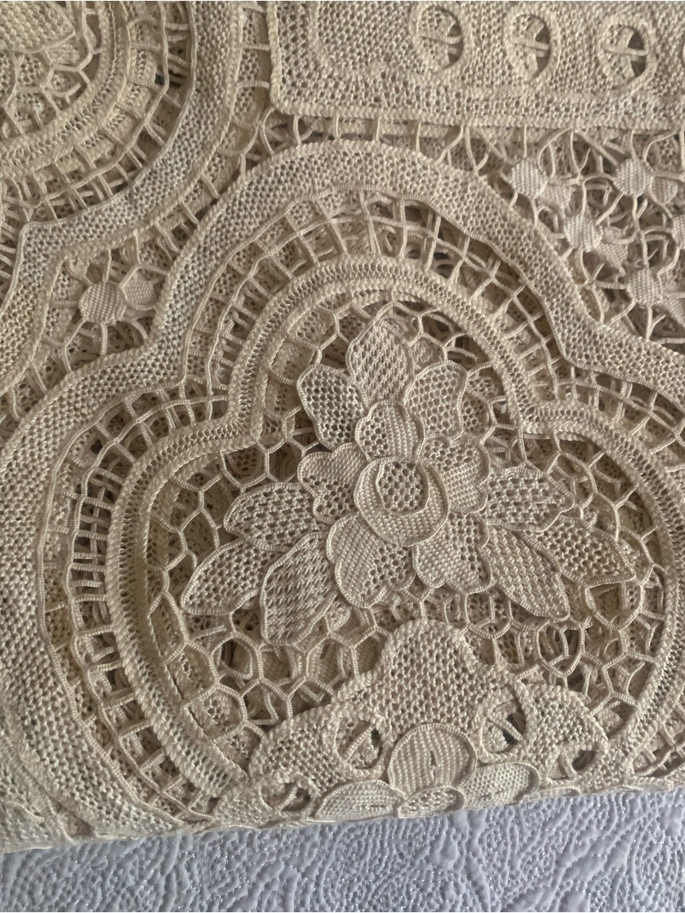 Hand Embroidered Cotton Cloth - Beige embroidered